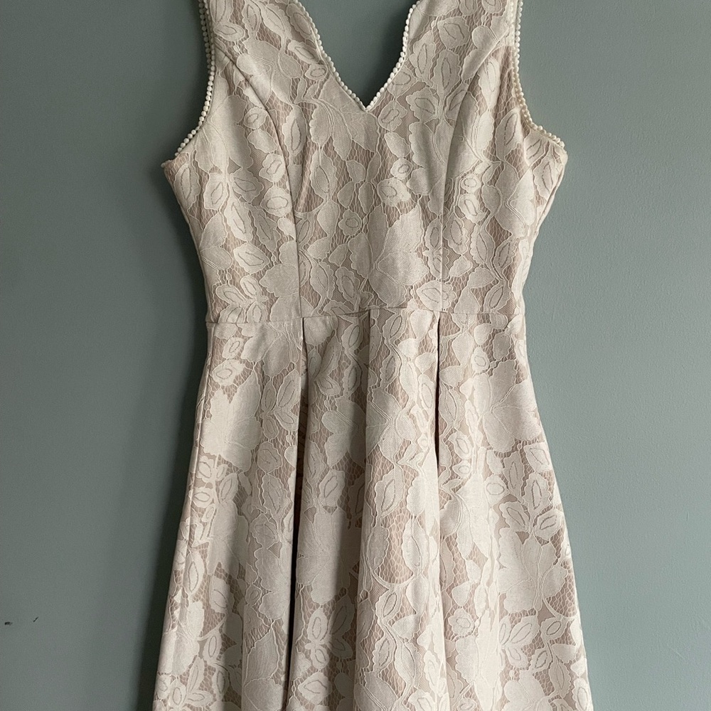Fabrik Ivory Lace Pleated Mini Dress size Small